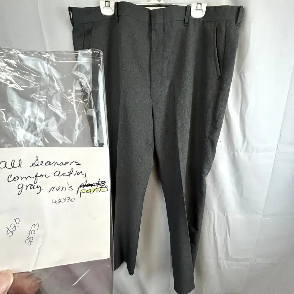 SKU2533 All Seasons Comfort Action Men's Gray Super Stretch Slacks